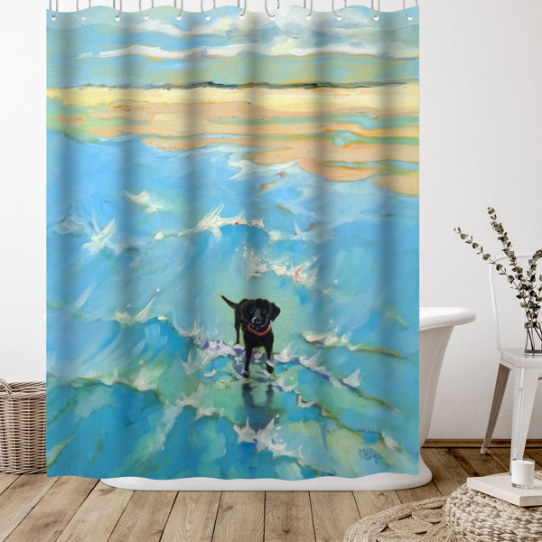 Bless international 71" x 74" Shower Curtain, Black Labrador by Mary Kemp Wayfair